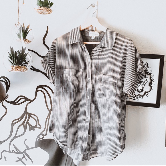 cloth & stone Tops - Cloth & Stone Striped Button Up Shirt